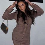 Terry Cloth Shirt Dress Brown Photo 8