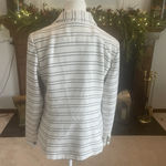 Katherine Barclay Katherine Barclay White Navy Blue Strips Blazer Sz M One Button Jacket Nautical Photo 7