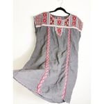 Johnny Was  Ezra Shift Tunic Dress Gray Linen Embroidered Tribal Motif Size XL Photo 8