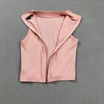 Ambiance Crop Top Shirt Small Pink Womens Ribbed Mock Neck Zip Back Sleeveless Photo 4