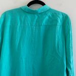 Eileen Fisher Turquoise 100% Organic Irish Linen Button Down Shirt Size Medium Photo 9