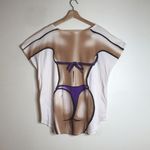 vtg Ladies purple bikini cotton beach cover up oversized shirt size large Photo 1