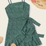 SheIn Ruffle Green Floral Dress Photo 0