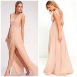 Lulus Womens New  Heavenly Hues Deep V Neck High Slit Maxi Dress Blush Pi… Photo 1