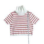 Callahan Lucy Red & White Stripe Turtleneck Short Sleeve Cropped Sweater Size XS Red Photo 7