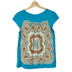 Anthropologie Moulinette Soeurs Blue Fonte Silk Short Sleeve Top XS Photo 2