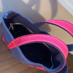 L.L. Bean Boat & Tote Bag Blue Red Canvas 16x12” Removable Stitching‎ Or Patch K Photo 1