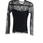 AQUA  Black Sheer Sleeve Bodysuit Photo 2