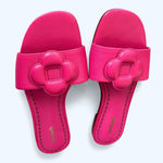 Larroudé Floral Flat Slide Sandals Hot Pink Leather Women’s Size 8 Chic Feminine Photo 7