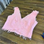 ZARA  Pink Tweed Top Tank Crop Cropped Fringe S Photo 9
