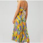 ASTR the Label Blythe Plisse Midi Dress Yellow Lilac Abstract Women Size Small Photo 1