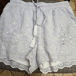 Solitaire Light Blue Eyelet Cotton Lined Elastic Waist Shorts S Photo 6