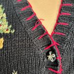 Vintage Tiara International Christmas Sweater Vest Large Black Red Tree Knit Photo 7
