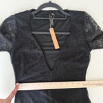 SKIMS  Dress Small Black Lace Ultra Fine Lace Plunge V Neckline Long Sleeve Gown Photo 10