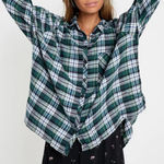 Urban Outfitters Women’s Green Plaid Flannel Button Up Shirt Size XS Photo 0