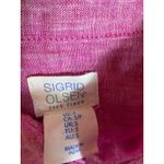 Sigrid Olsen  Pink Linen Button Down Shirt Roll Tab Sleeve Size SM Photo 2