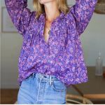 Emerson Fry India Collection Violet Purple Floral Wildflower Emmaline Blouse XS Photo 0
