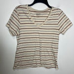 Pact  striped t-shirt v-neck short sleeve women's size small 100% organic cotton Photo 0