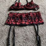 Avid Love Black & Red Lace Two Piece Lingerie Set SIZE L NWT Size L Photo 0