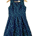 Ann Taylor Loft Women's Dress Sz 2P Green Leopard Print Fit Flare Party Mini Photo 0