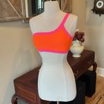 Neon Orange Pink Trim One Shoulder Bikini Top Size undefined Photo 3