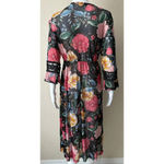 L.I.F.E. | Women’s Floral Sheer Stretch Wrap Kimono Robe | Large Black Photo 1