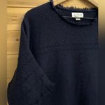 Velvet Graham & Spencer Small Cashmere Short Sleeve Raw Edge Sweater Oversized Blue Photo 1