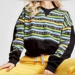 Juicy Couture Women’s Crop Sweatshirt Jumper Size XS oversized Y2K Green Stripes Photo 0