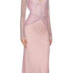 PatBO Rhinestone Netted Plunge Gown in Light Pink 4 New Womens Long Dress Photo 2