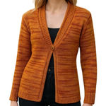 Nine West Orange Space Dye Boho Shawl Collar Cardigan Sweater Medium NWT Photo 0