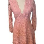 Lulus Lulu’s Lace Pink Long Sleeve Mini Length Size Medium Party Dress. Photo 0