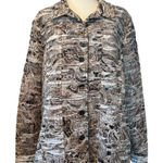 Chico's  Brown White Paisley Patterned Textured Jacket 3 16 XL Photo 0