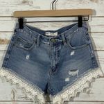 Free People Lace Trim Distressed Denim Shorts - Blue - 25 Photo 5