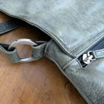 Ladies' Leather Distressed Messenger Style Crossbody Purse Green Photo 5