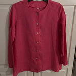 Linen Button Down Shirt Long‎ Sleeve Top Blouse Womens Size M Pink Size M Photo 0