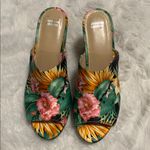 Johnston & Murphy Angie tropical floral open toe cork wedge mules size 9 Photo 1