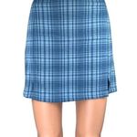Brandy Melville Cara Blue Checkered Plaid Zipper Mini Straight Pencil Skirt Sz 0 Photo 0