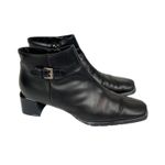 Ecco Vintage  Black Leather Square‎ Toe Ankle Boots Booties Size 7 Photo 1