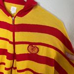 Adidas Carlo Gruber Womens Red Yellow Striped Full-Zip Knit Sweater Large Photo 4
