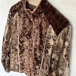 Chico's  Chocolate Brown Velvet Burnout Floral Patchwork Jacket Button Front Photo 1