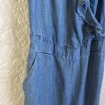 Michael Stars Anthropologie  Denim ruffled open shoulder jumpsuit‎ size small Photo 2