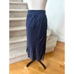 Source Unknown Whimsygoth Fairy Romantic Navy Silk Asymmetric Raw Flutter Midi Slip Skirt Photo 1