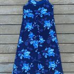 No Boundaries Vintage Y2K Blue Floral  Midi Dress Boho Tank Dress w/ Tie Back Photo 4