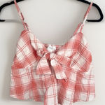 Kirious Los Angeles Top Size Small Plaid Crop Bow Detail Adjustable Straps Red Photo 0