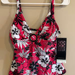 Coco reef  Bra Sized Swimwear Floral Print Pink White Black Tankini Top 34DD Photo 0