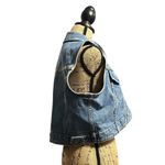 Limited Jeans  Blue Denim Sleeveless Vest Cropped Length with Pockets Photo 1