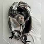 Steve Madden Black/Cream/Neutral Plaid Scarf Photo 1