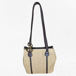 Y2K Susan Gail Tan Woven Straw Tote Shoulder Bag Brown Trim Boho Chic Purse Photo 1