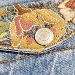 Faded Glory Vintage  Jeans Womens 12 Light Wash Blue Floral Flap Pockets Wide Leg Photo 5