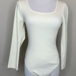 For Days Ribbed Scoop Neck Ribbed Bodysuit Sz Large Long Sleeve Photo 0